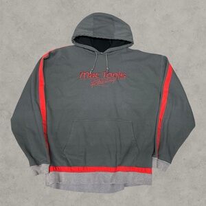 Mac Tools Racing Hoodie Mens 2XL Gray Y2K Colorblock Pullover Sweatshirt Casual